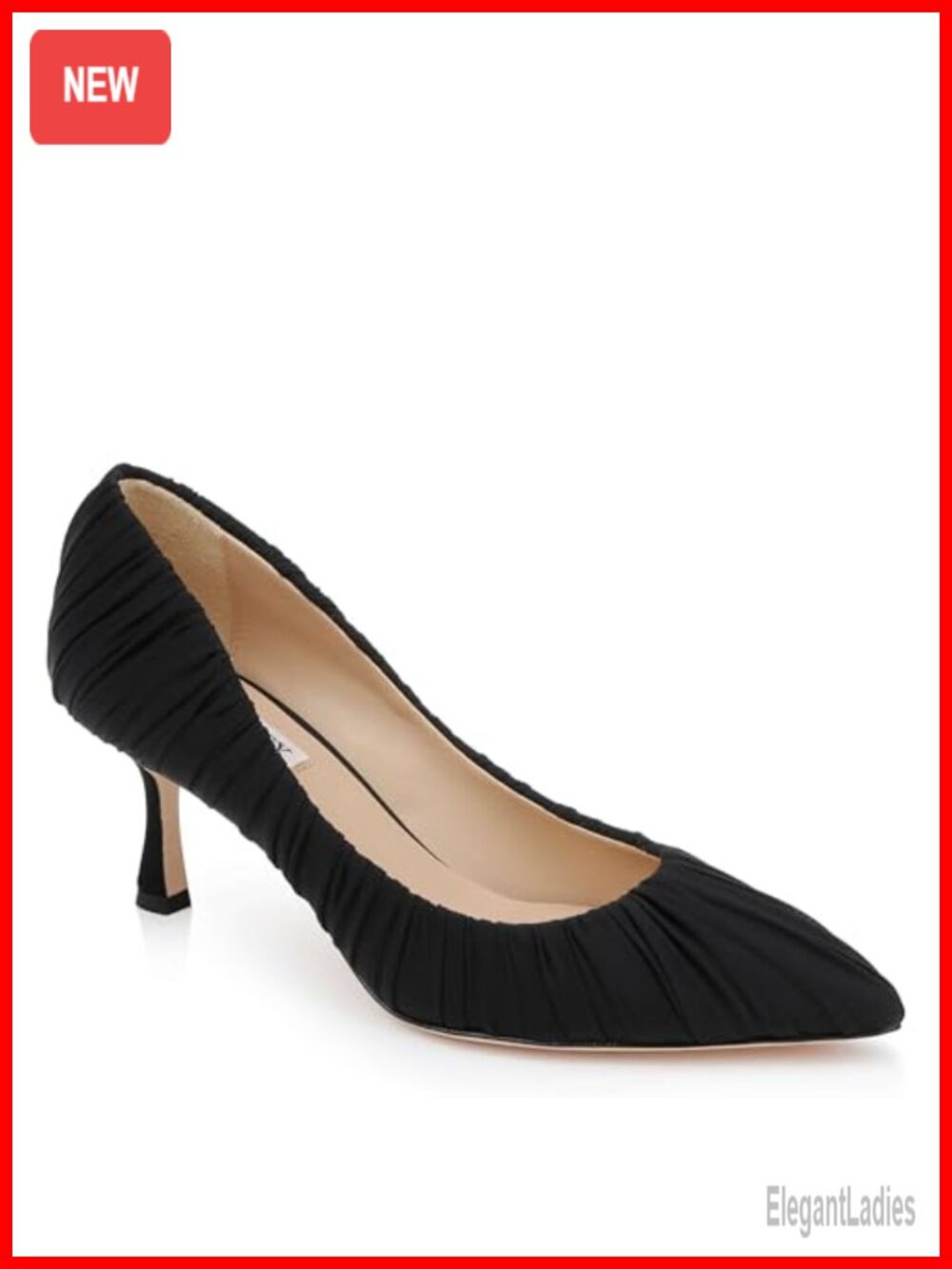 Badgley Mischka Verity Ruched Kitten Heel Pumps Leather Lining